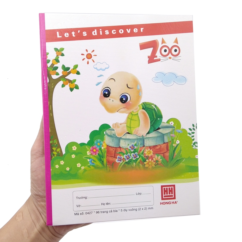 Vở Class Zoo - Ô Ly 96 Trang ĐL 100g/m2 - Hồng Hà 0427 - Hình Rùa