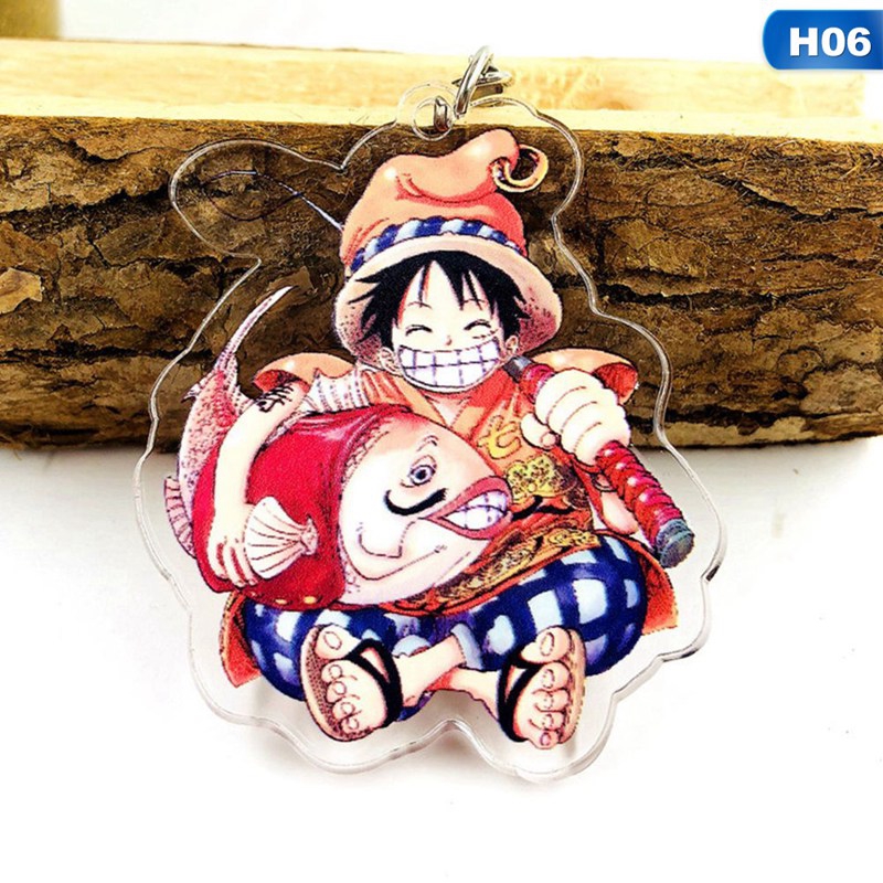 Móc khóa acrylic hai mặt hình hoạt hình One Piece xinh xắn