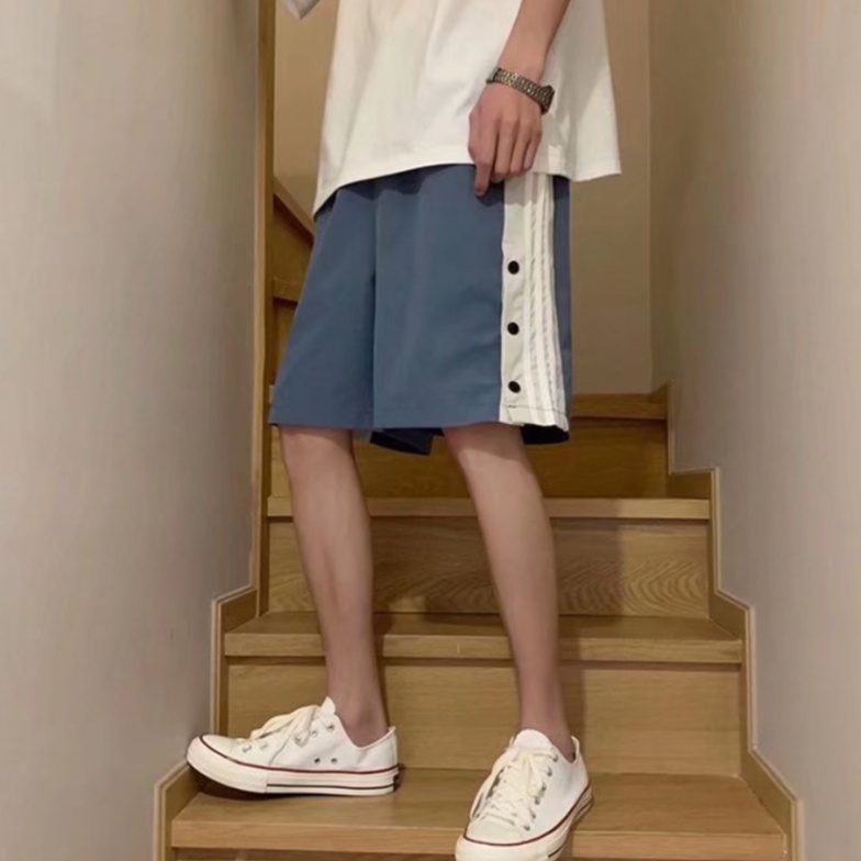 Quần Short Thể Thao Phối Nút Phong Cách Nhật Bản Cho Nam