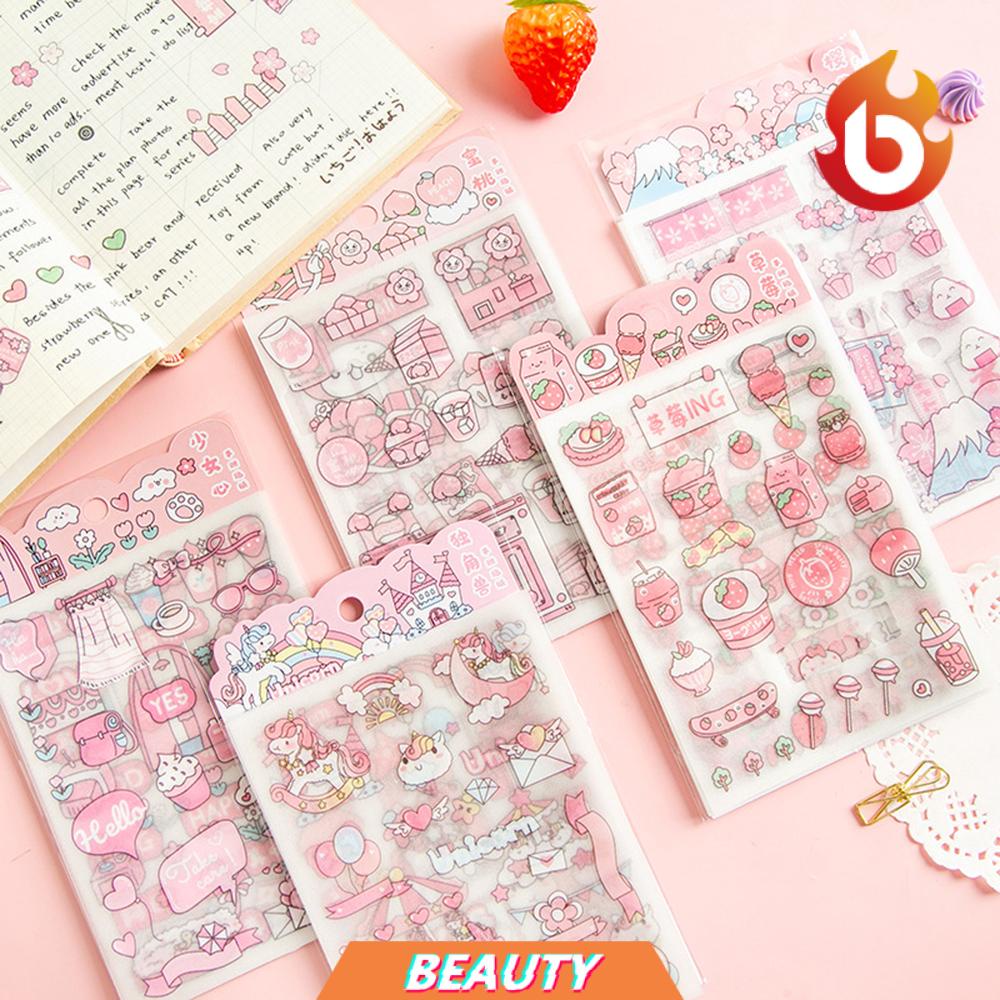 Set 4 Tấm Sticker Dán Trang Trí Nhật Ký Hình Động Vật Hoạt Hình Nhiều Màu Sắc Diy