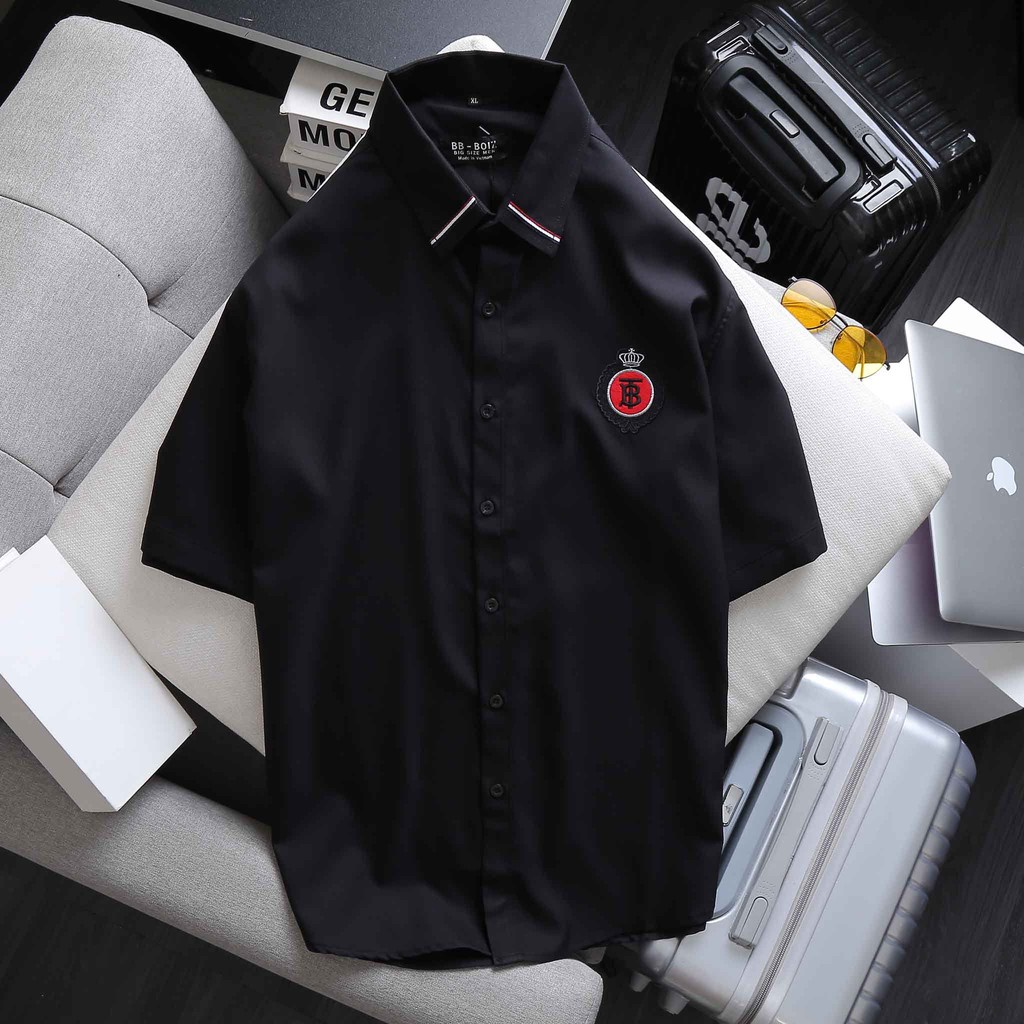 BIGSIZE - Áo sơ mi nam tay ngắn bigsize nhiều mẫu trắng đen form 70 -130kg - NY