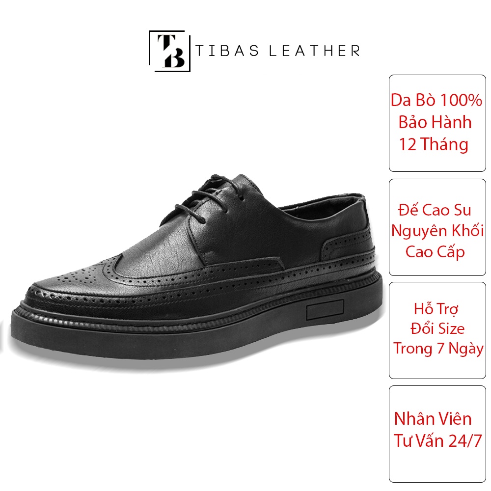 Giày Modern Derby Da Bò Nguyên Tấm TIBAS Đế Cao Su Đúc Nguyên Khối