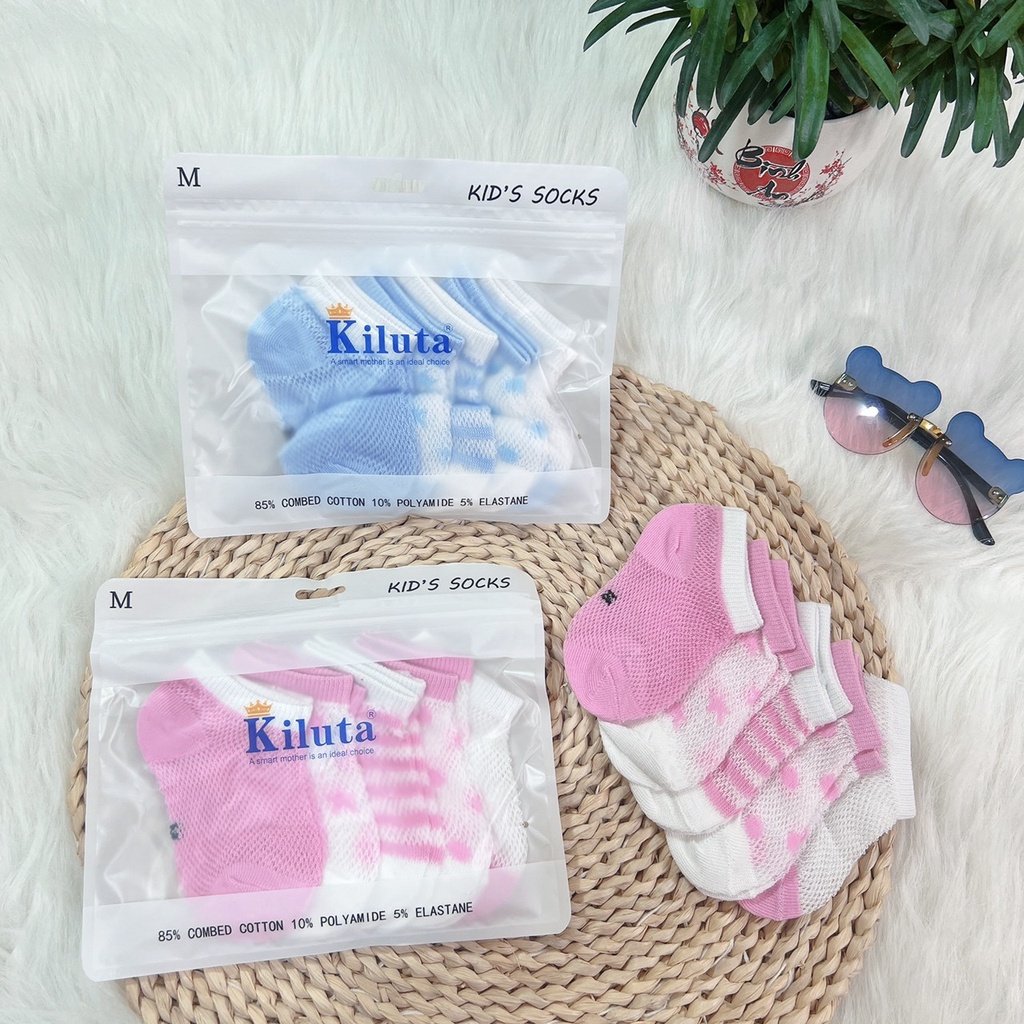 Sét 5 đôi tất lưới màu cho bé trai/bé gái