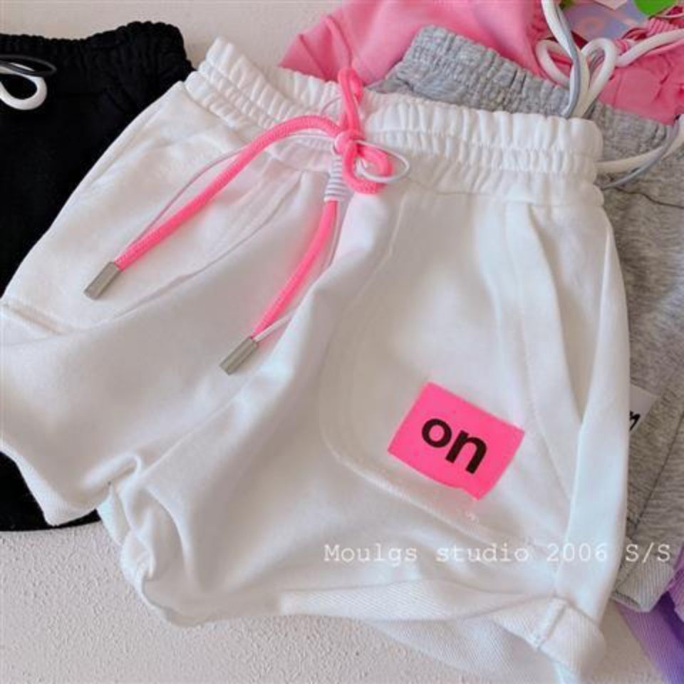 Quần đùi thể thao vải cotton dáng rộng phong cách mùa hè phong cách Hàn Quốc trẻ trung