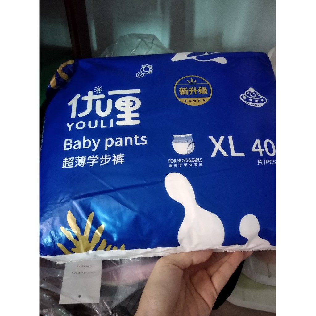 Tã Bỉm Quần/Dán YOULI BABY PANTS 1bịch S56, M48, L42, XL40, XXL36, XXXL34 BỐ BỐNG