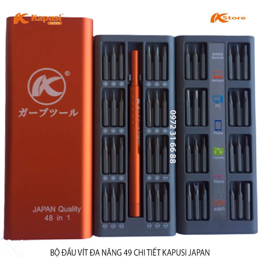 BỘ TUA VÍT ĐA NĂNG MINI KAPUSI JAPAN 49 CHI TIẾT, ĐẦU VÍT CÓ NAM CHÂM, DỤNG CỤ SỬA CHỮA ĐIỆN THOẠI - ĐỒ ĐIỆN TỬ