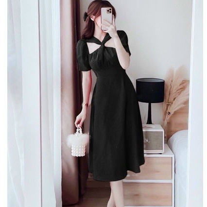 Đầm Váy Trắng Dự Tiệc Chéo Ngực Siêu Xinh Nobrand Thiết Kế Dáng Xòe Sang Chảnh Thời Trang [XM MINH PHÚC]