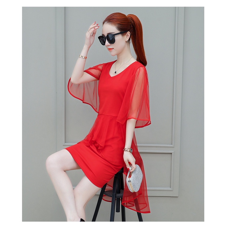 Đầm dáng ôm phối lưới thời trang mùa hè xinh xắn size M-XXL cho nữ
