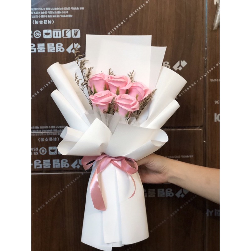 (Quà tặng)Bó hoa sáp 5 bông kiểu Hàn Quốc