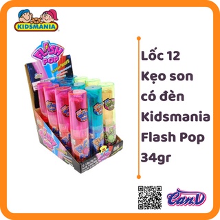 ( Bán sỉ ) Lốc 12c Kẹo son có đèn Kidsmania Flash Pop 34gr
