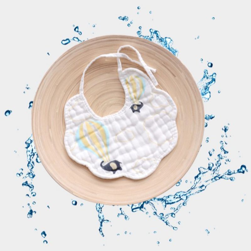 Yếm Xô Tròn Buộc Dây Sợi Tre 8 Lớp Họa Tiết Cho Bé