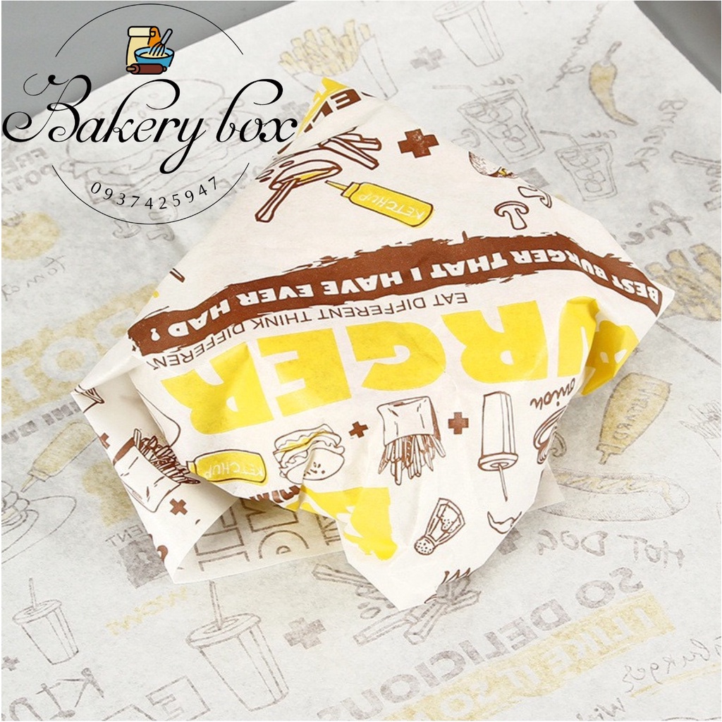 100 Giấy Gói Bánh Hamburger - Hotdog - Khoai Tây Chiên