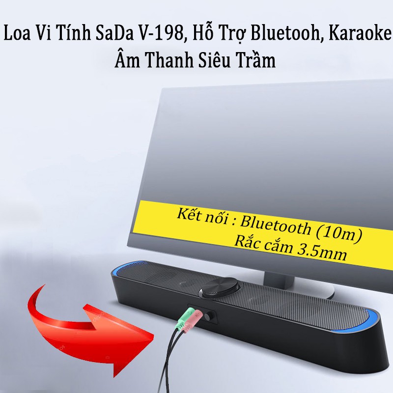 [Hàng Nhập Khẩu] Loa Vi Tính, Tivi Thông Minh SaDa V-198 Hỗ Trợ Bluetooth, Hiệu Ứng Đèn Led Mặt Trăng Cao Cấp