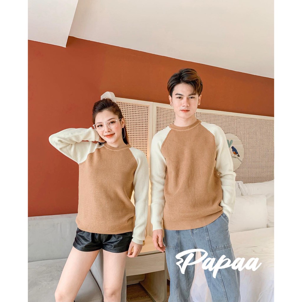 Áo len nam nữ Hàn Quốc unisex pha tay 6901 PAPAA SHOP