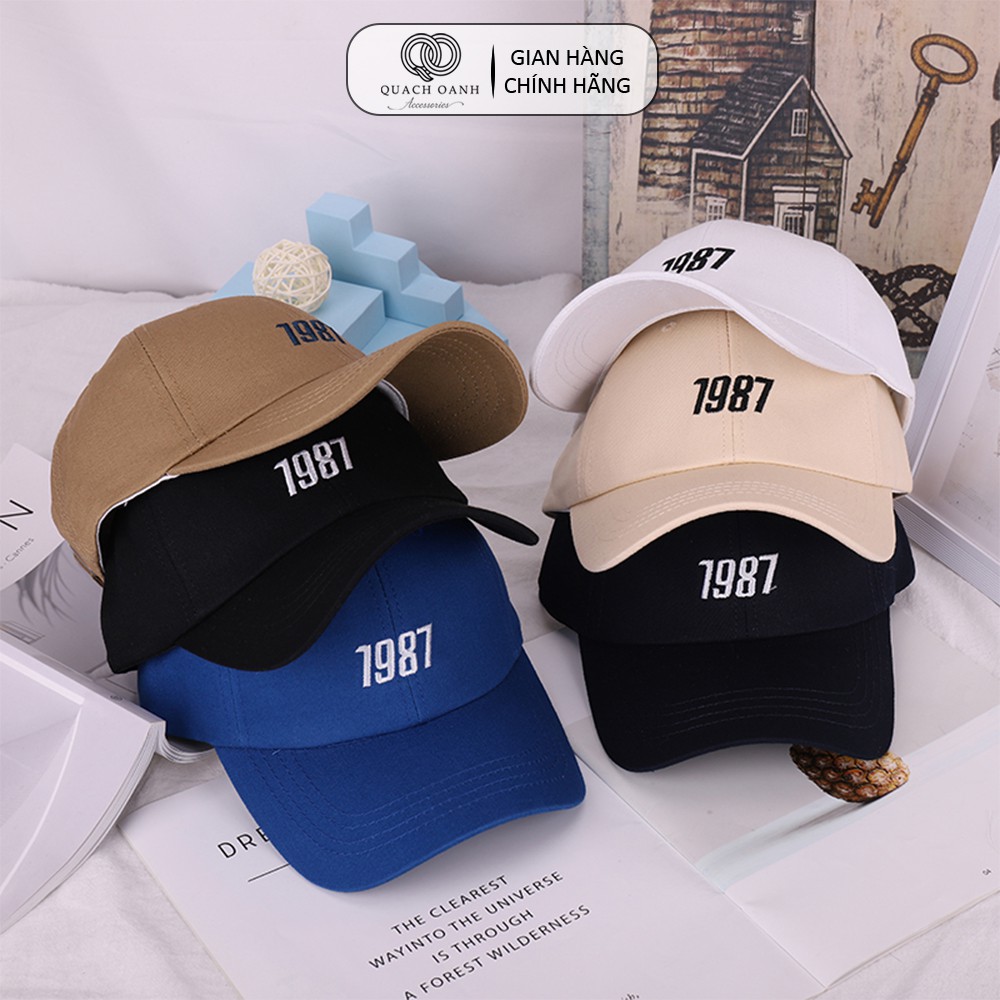 Mũ nón lưỡi trai QO ACCESSORIES nam nữ họa tiết số 1987 trẻ trung MU74