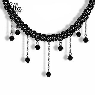 Vòng cổ choker Ayyufe dây vải phối đá đen thời trang phong cách cho nữ