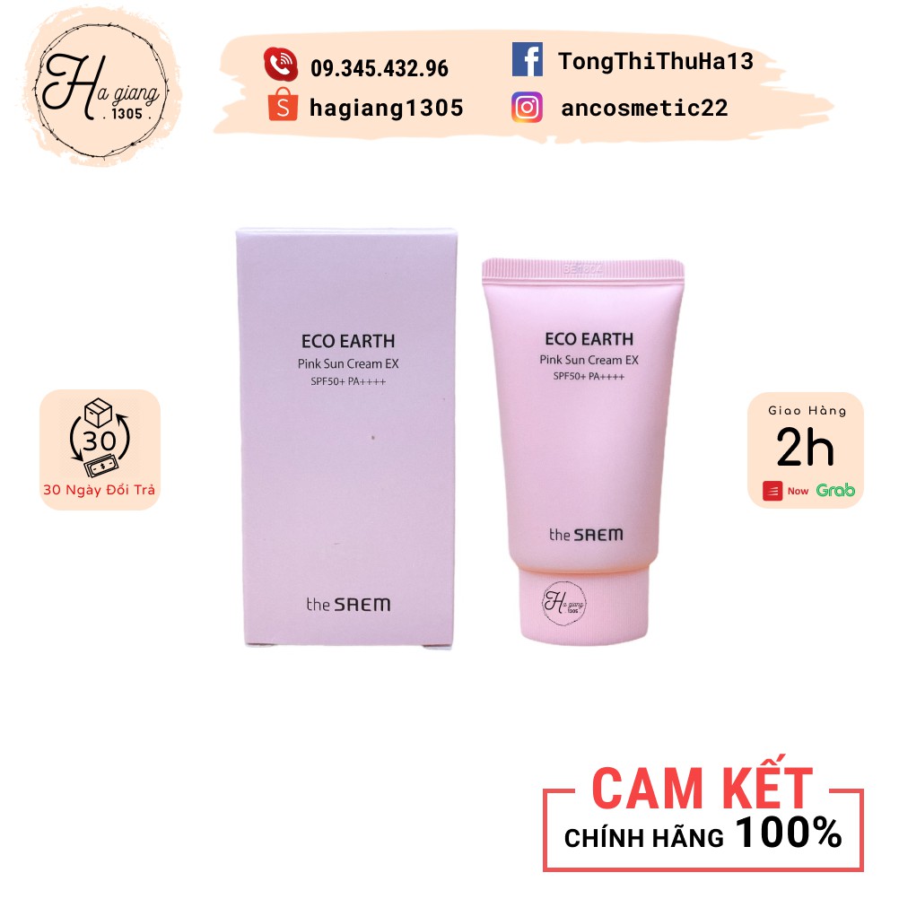 Kem Chống Nắng The Saem Eco Earth Power Pink Sun Cream SPF50+ MADE IN KOREA