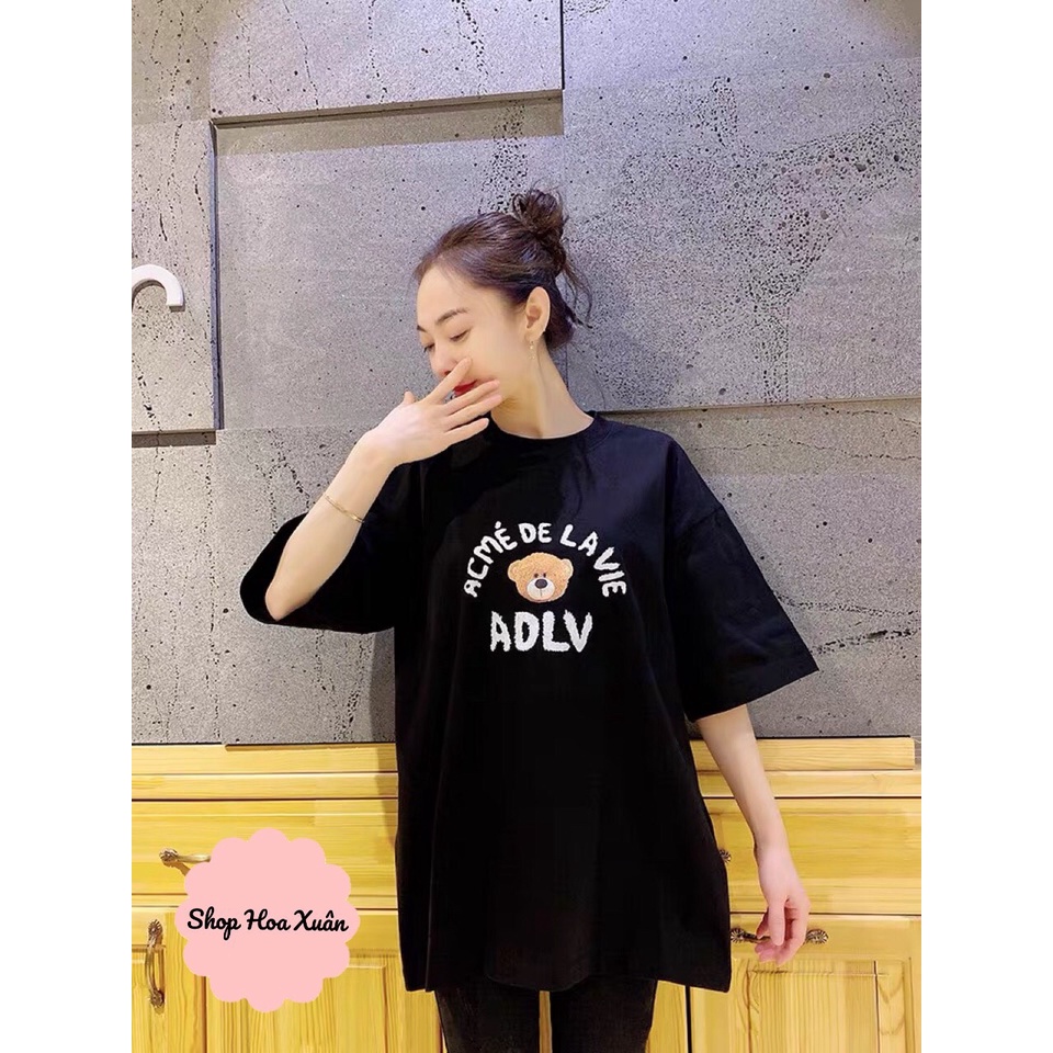 Áo thun ADLV nam nữ hình gấu unisex form rộng, áo phông nam nữ  fulltag, túi zip chất cotton