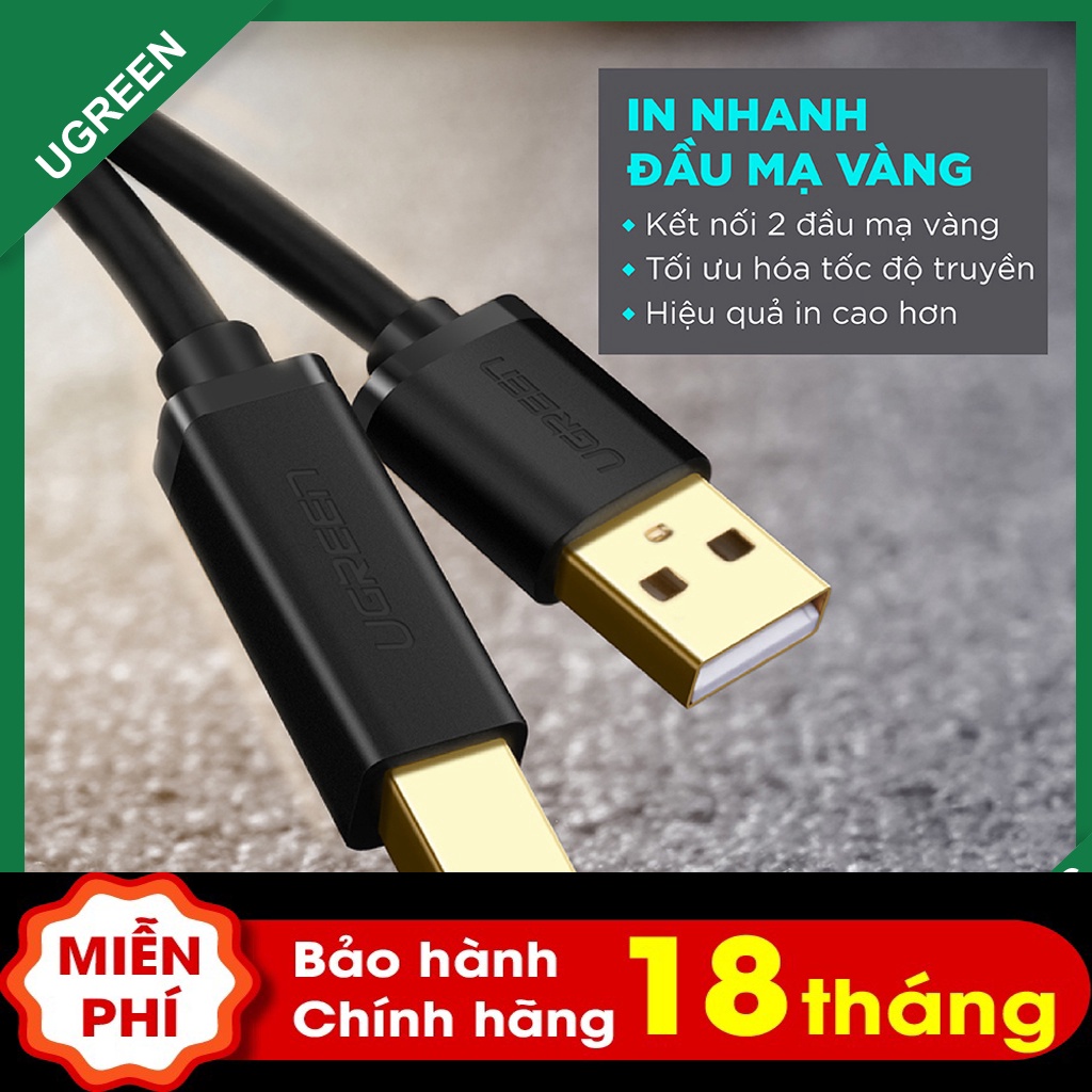 Cáp máy in USB 2.0 tốc độ cao chính hãng Ugreen US104