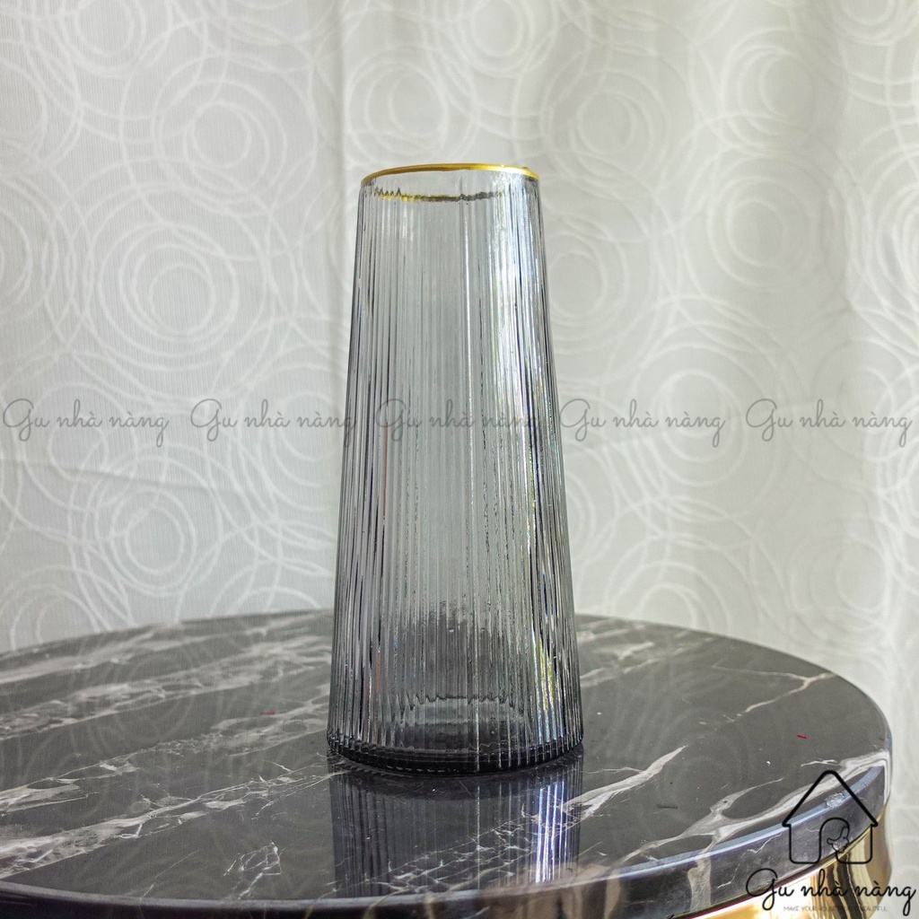 Bình hoa thủy tinh sọc decor phòng ngủ và trang trí phòng khách cao cấp