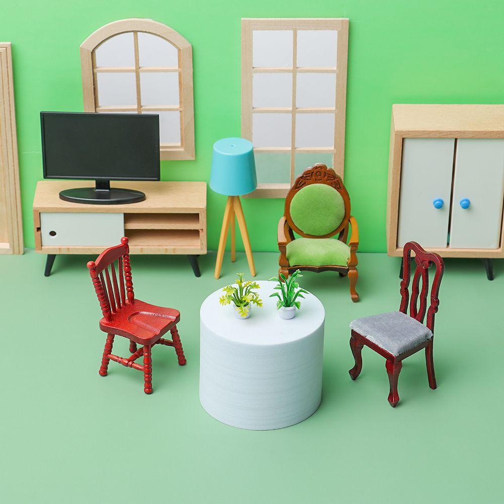 LAYOR1 Mô Hình Ghế Gỗ Mini Trang Trí Nhà Búp Bê