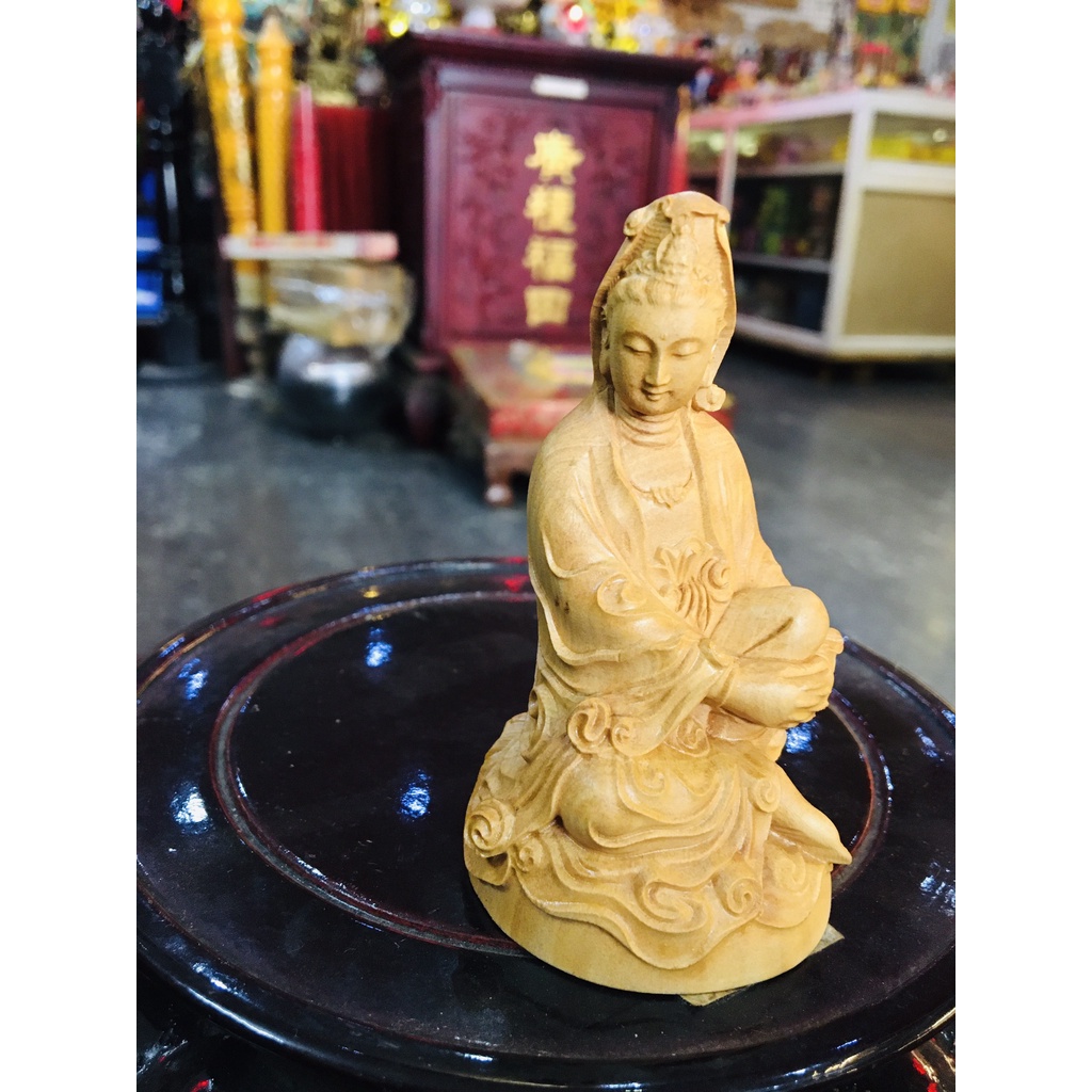 Tượng Quan Âm Tự Tại gỗ hoàng dương,phong thủy thờ cúng- Văn phòng phẩm Nhơn Phát