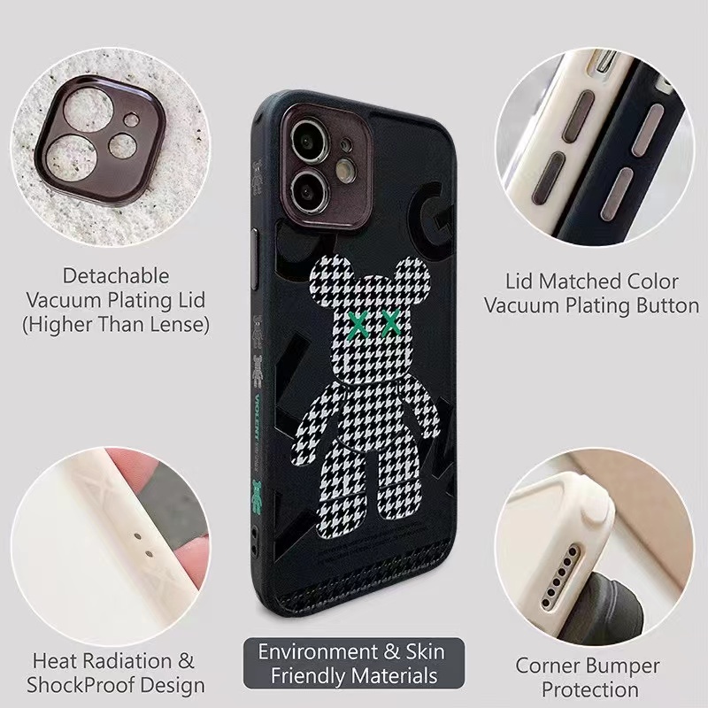 Ốp Điện Thoại In Hình Gấu Và Gạch Cho iphone 13 12 11 Pro MAX i13 13pro i11 iX X 7plus 8plus XR Xs MAX 12Pro