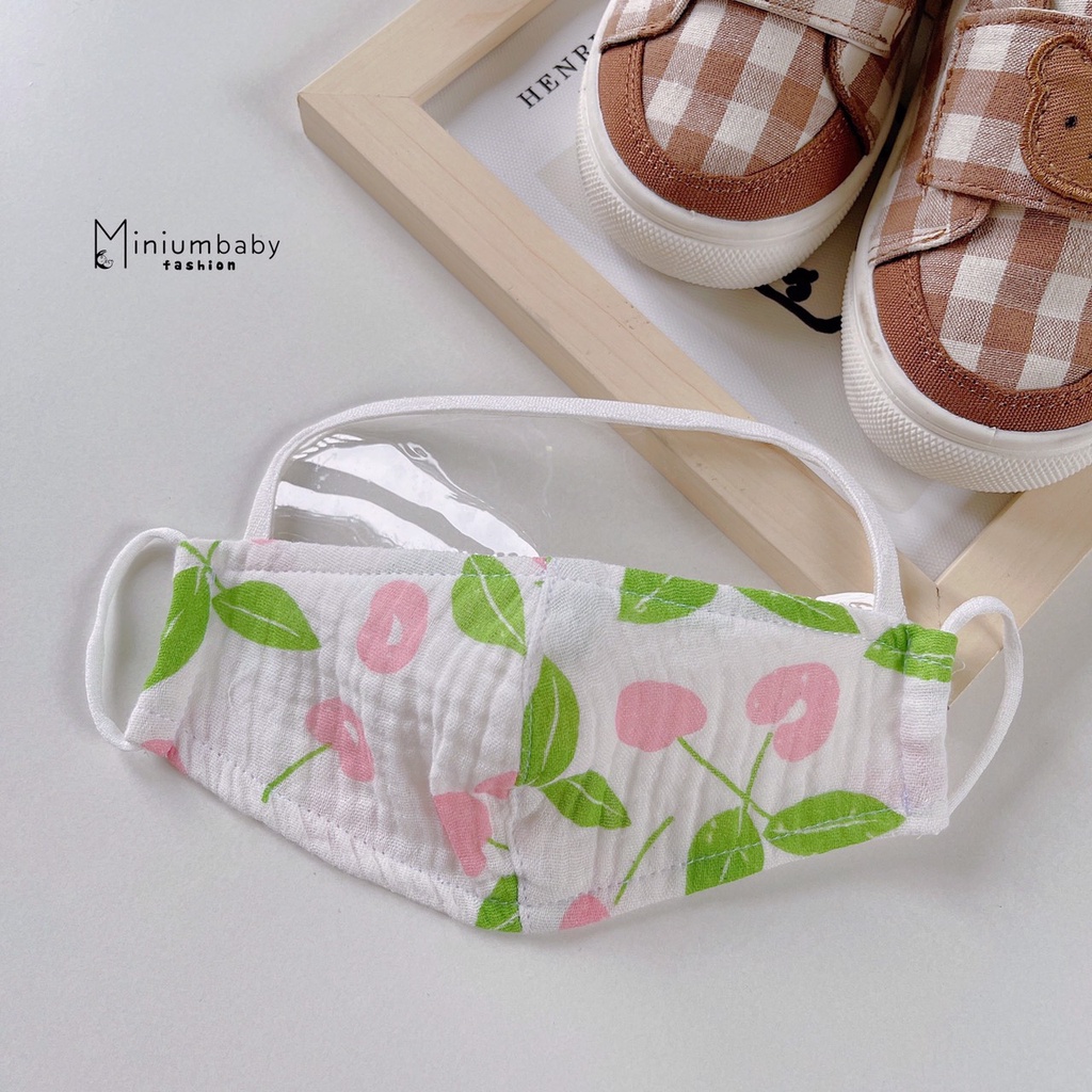 Khẩu Trang Xô Muslin Có Kính Cho Bé - MINIMUMBABY