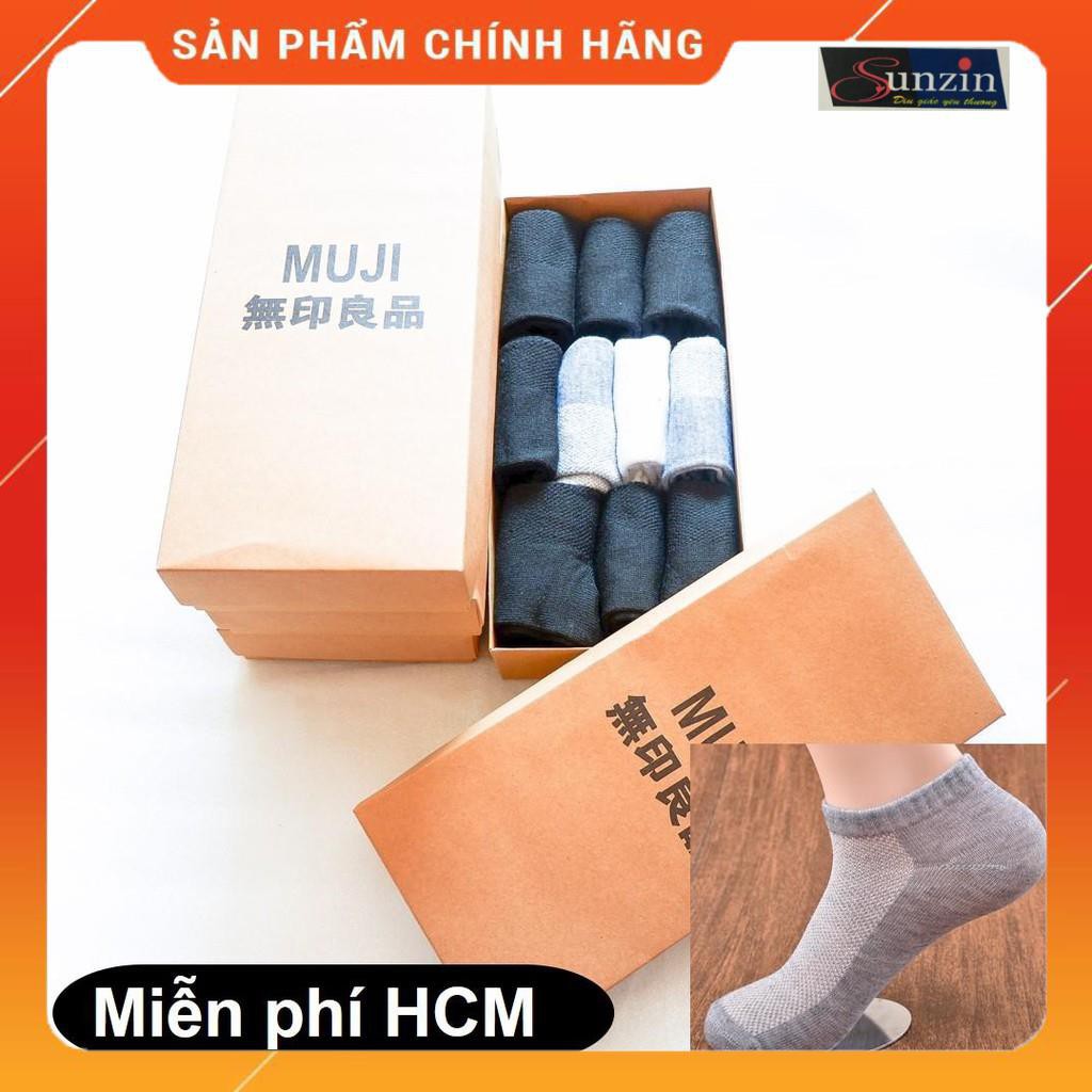 HN- HỘP QUÀ TẶNG 10 đôi vớ MUJI cổ ngắn chống hôi loại thông khí (Nam&amp;Nữ) chất liệu 95% vải