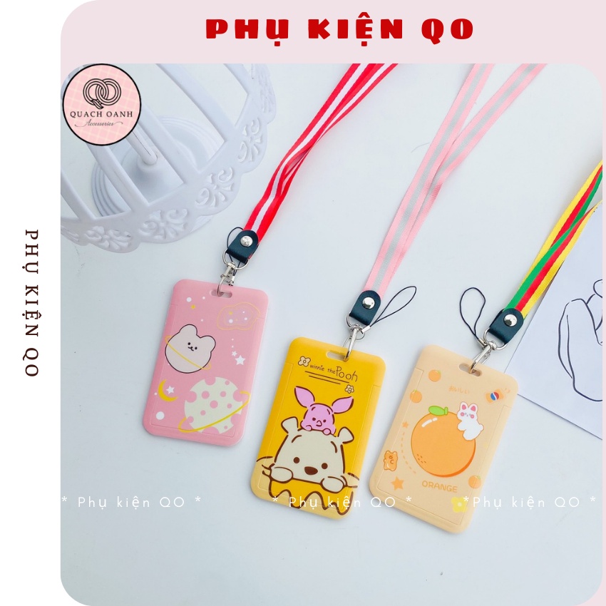 Đeo Thẻ Học Sinh, Thẻ Nhân Viên Văn Phòng hoạ tiết dễ thương, dây lụa siêu bền rộng - DT01