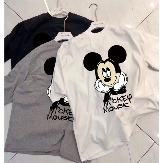 Áo Thun cổ tròn Nữ Ngắn Tay Hình Chuột Mickey