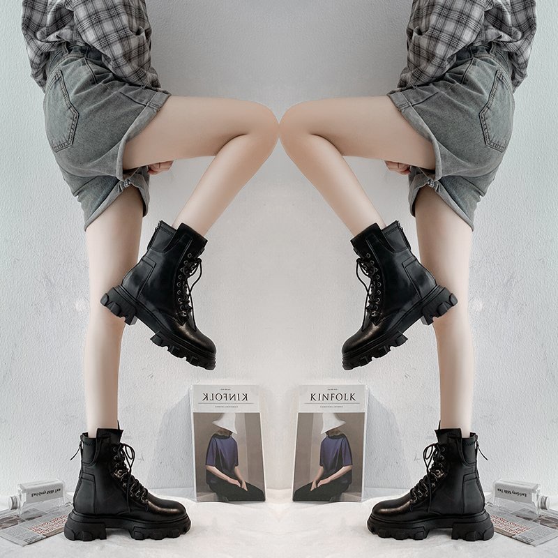 Giày bốt ngắn Martin chiến binh Cao Cấp G596 boot phong cách thời trang Anh dây kéo phía sau cá tính thiết kế Ulzzang