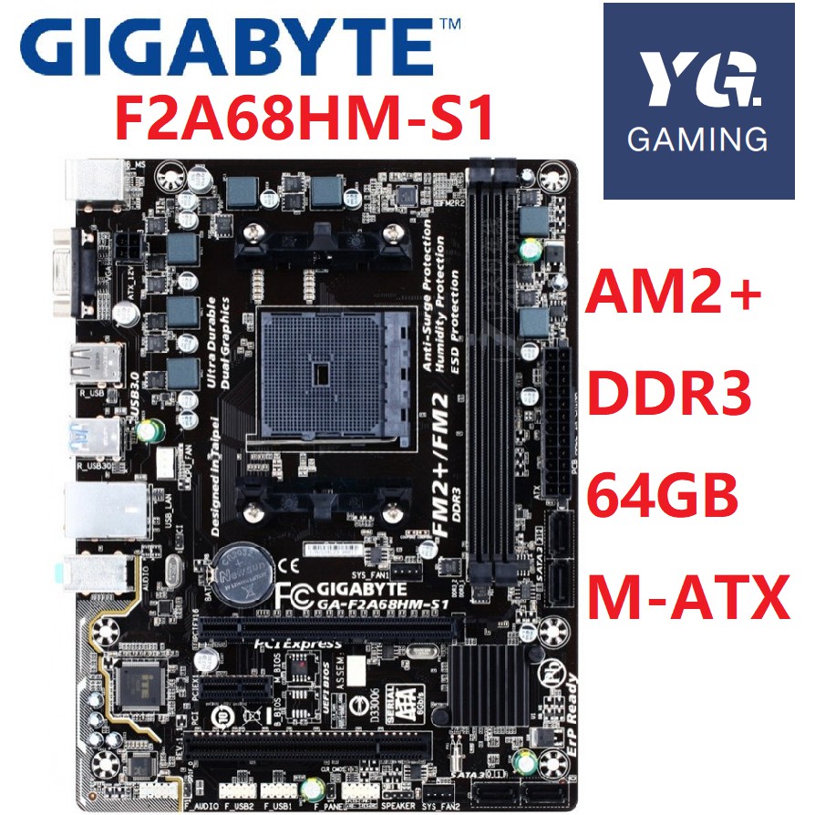 Ổ cắm Gigabyte GA-F2A68HM-S1 DDR3 16GB FM2 FM2 + A68HM a68 a58 a88xM Máy tính để bàn đã qua sử dụng 