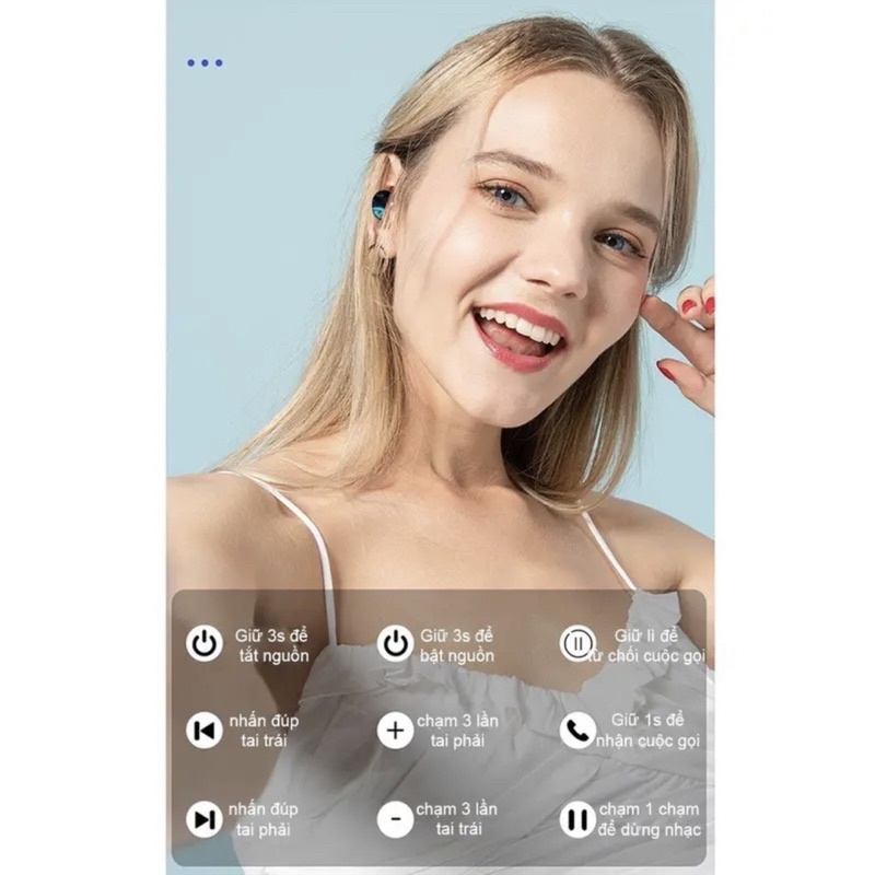 Tai nghe bluetooth không dây gaming cao cấp SKY 5 cảm ứng vân tay chống nước chống ồn tốt kiêm sạc dự phòng