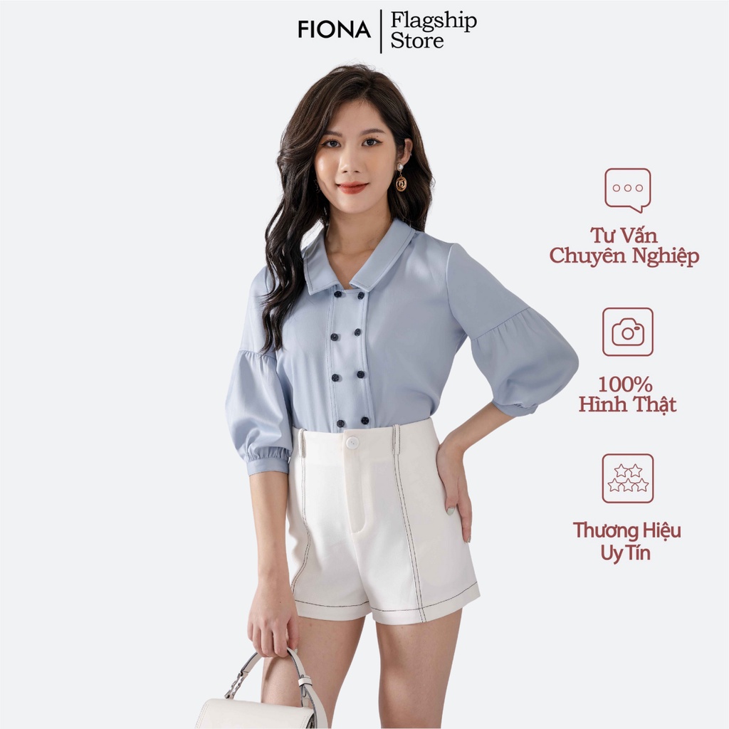 Áo sơ mi dáng suông, tay bồng FIONA, áo sơ mi nữ cổ đức mã F550406