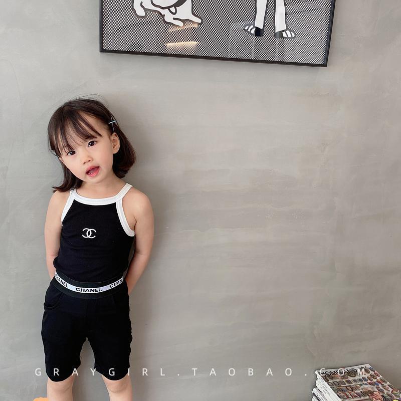 CHANEL Áo Hai Dây Mỏng Màu Sắc Tương Phản Thời Trang Mùa Hè Cho Bé Gái