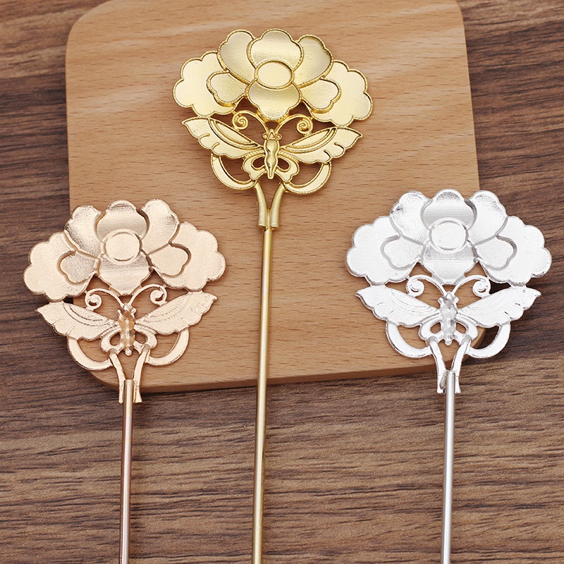 Cán trâm mẫu đơn sơn tráng men phong cách điểm thúy nhà Thanh 169*56*50mm