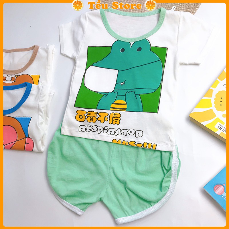 Bộ Cộc Tay Bé Gái, Bộ Đồ Cho Bé Gái Chất Cotton In Hình Thú Che Miệng 6 - 18kg YOOKIDS Đủ Size Cho Bé Từ 0 - 4 Tuổi