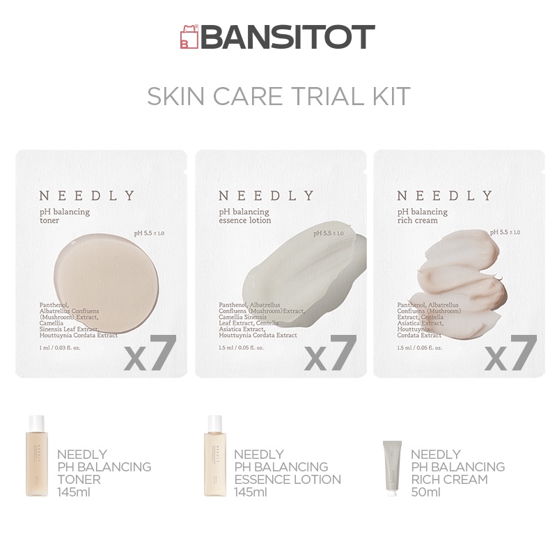 Bộ 3 tiện lợi chăm sóc dưỡng da NEEDLY Skin Care Trial Kit_Set gồm 21 gói