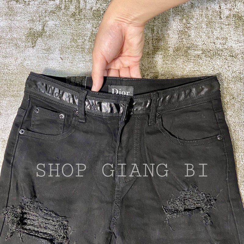 Quần jean trơn phối khoá ngang đùi,quần bò nam phối khoá zip ngang gối rách xước đơn giản