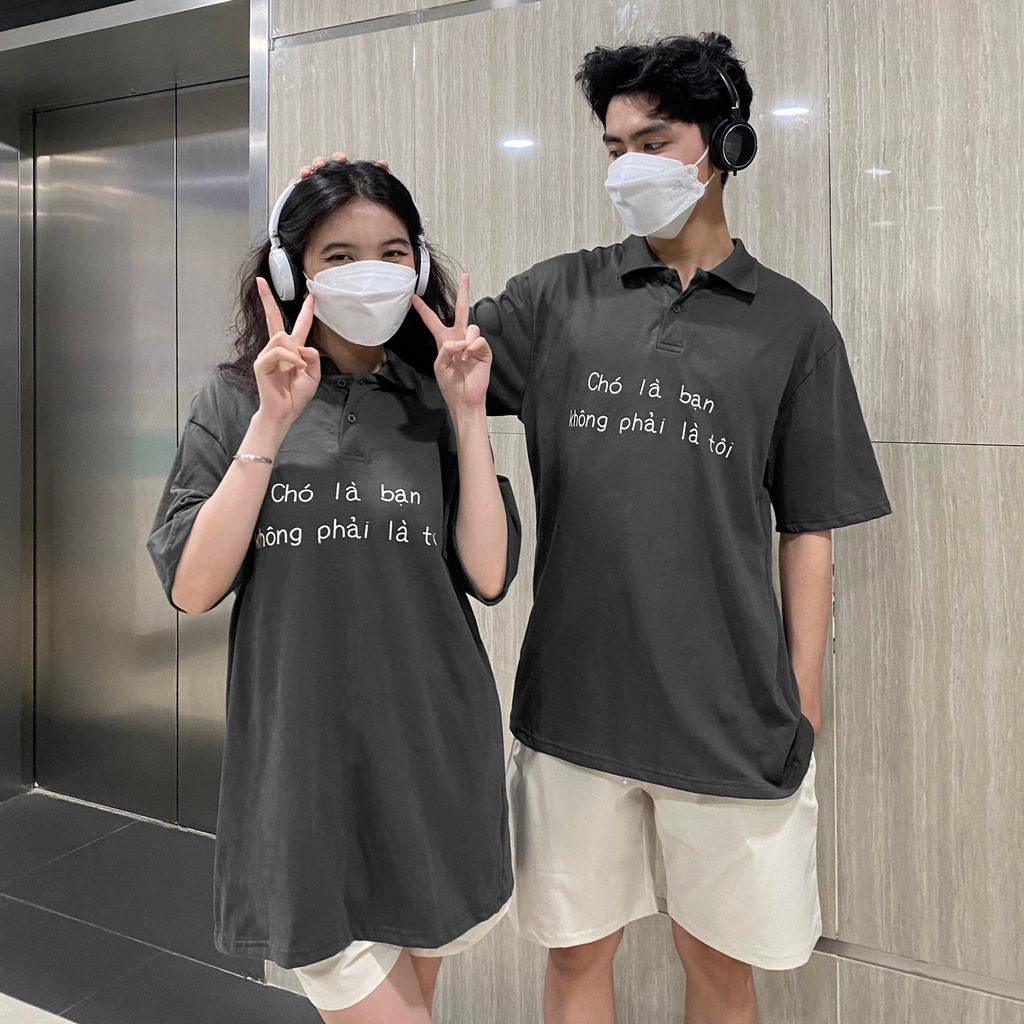 ÁO THUN FF FORM RỘNG POLO CHÓ VÀ BẠN, VẢI THUN 2 CHIỀU COTTON 250GSM