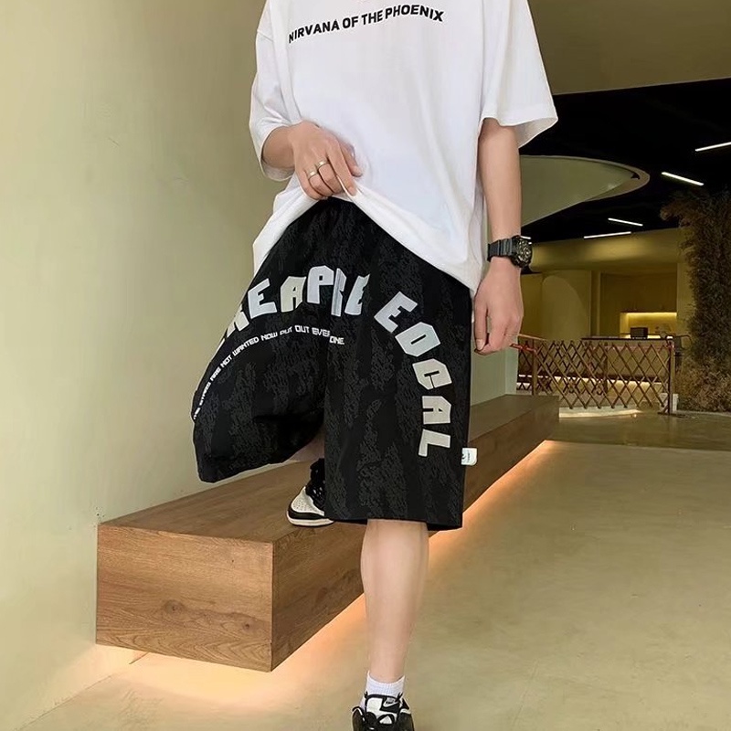 Quần ngắn ống rộng In Chữ Graffiti Phong Cách Hip Hop Thời Trang Cho Nam