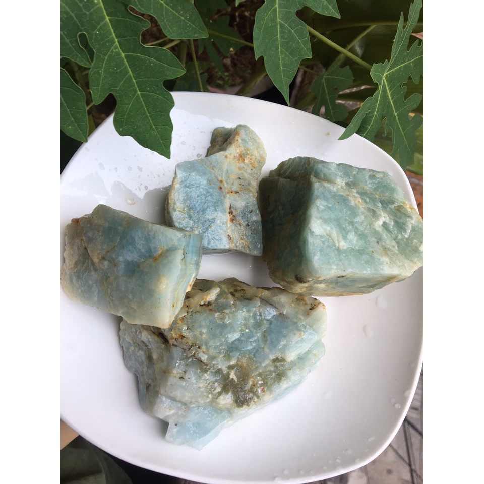 1000GR Đá Thô Màu Xanh dương Aquamarine viên to