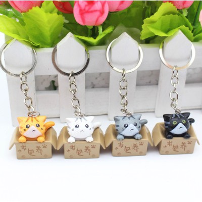 Móc khóa mèo con trong hộp dễ thương/ keychain mèo con