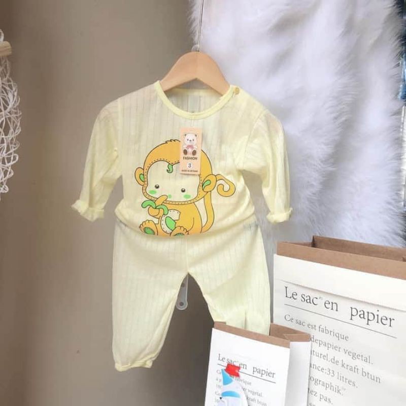 BÁN LẤY TƯƠNG TÁC Bộ cotton giấy màu dài tay cho bé