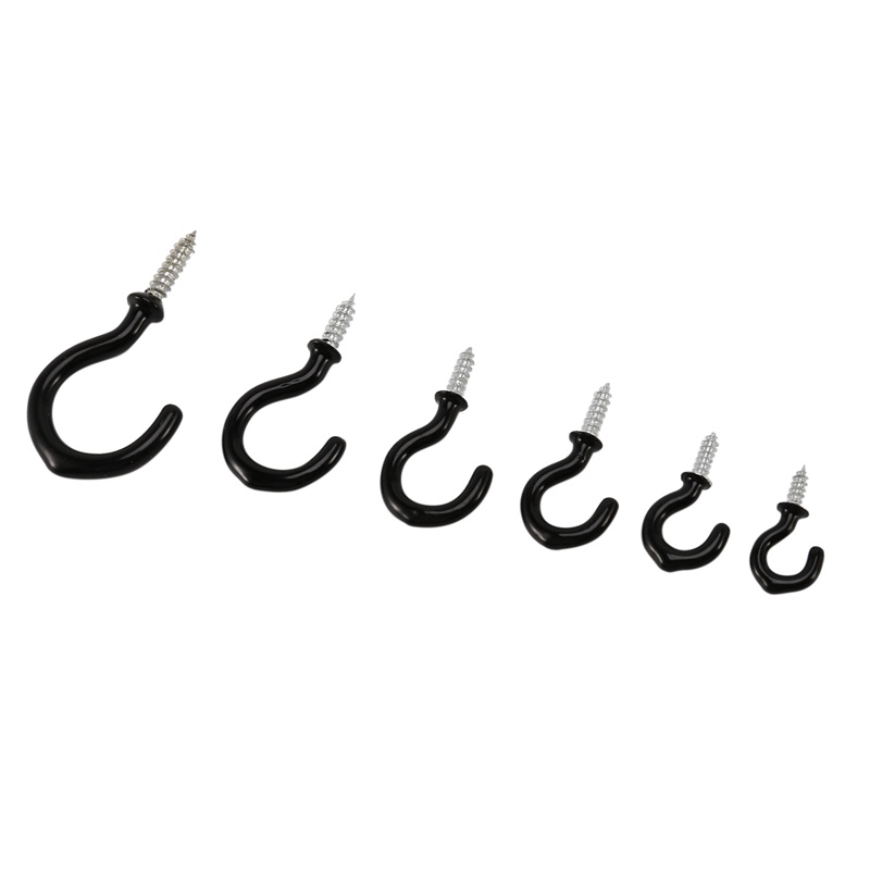 Set 70 Móc Treo Cốc / Đèn Gắn Tường 6 Kích Thước Màu Đen Trang Trí Giáng Sinh