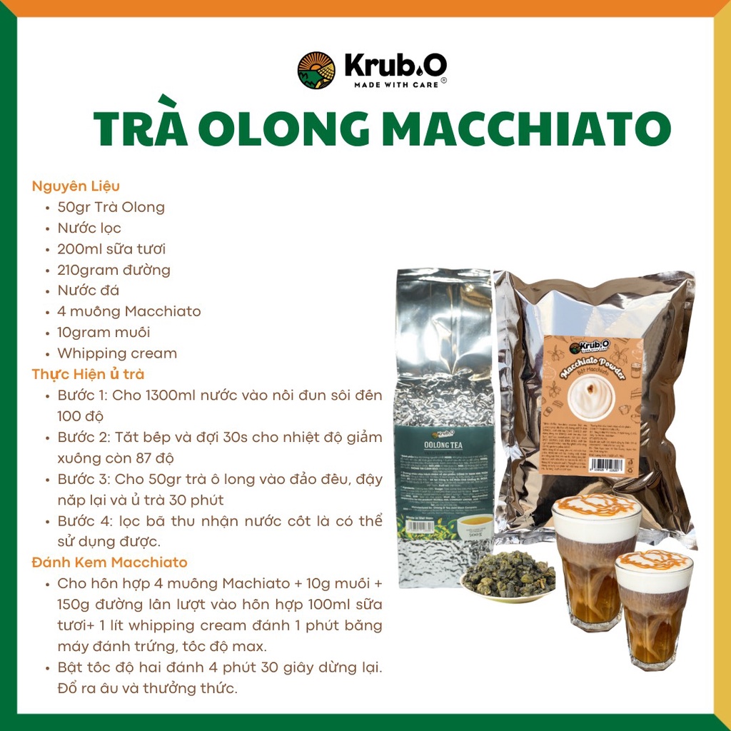 Combo Trà sữa OLOng macchiato Krub.O 500g + Bột Macchiato Krub.O 1000g