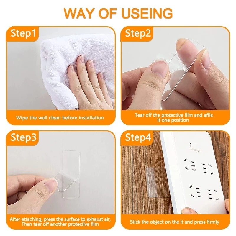 Bộ 10/60 Miếng Dán Hai Mặt Bằng PVC Trong Suốt Chống Thấm Nước Đa Năng Tiện Dụng