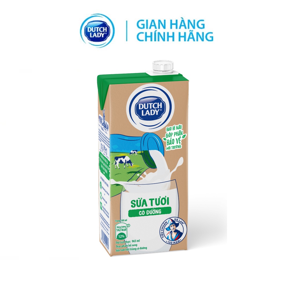 Hộp sữa tươi tiệt trùng Dutch Lady Fresh có đường 965ml