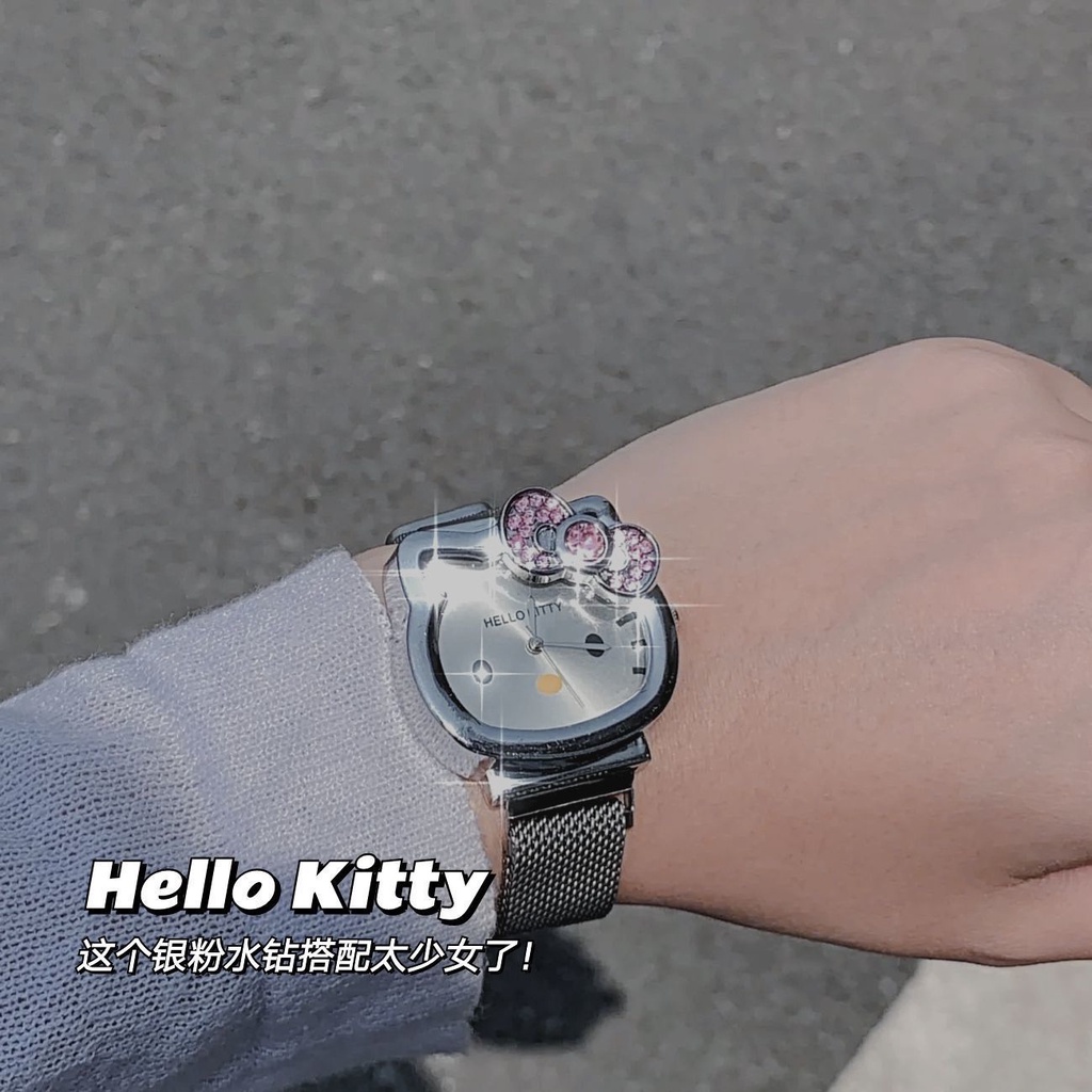 Đồng Hồ Đeo Tay Xiaohongshu Hình Hello Kitty Đính Đá Xinh Xắn